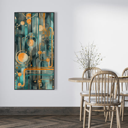 Astrological Machinery - Orange Framed Canvas for Home Decor