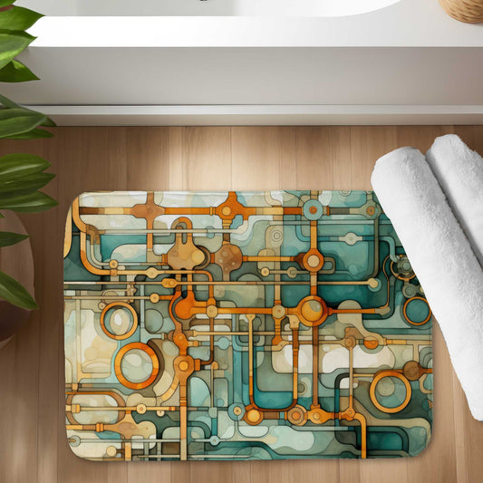 Turns and Bends Gold Bath Mat for Elegant Home Decor