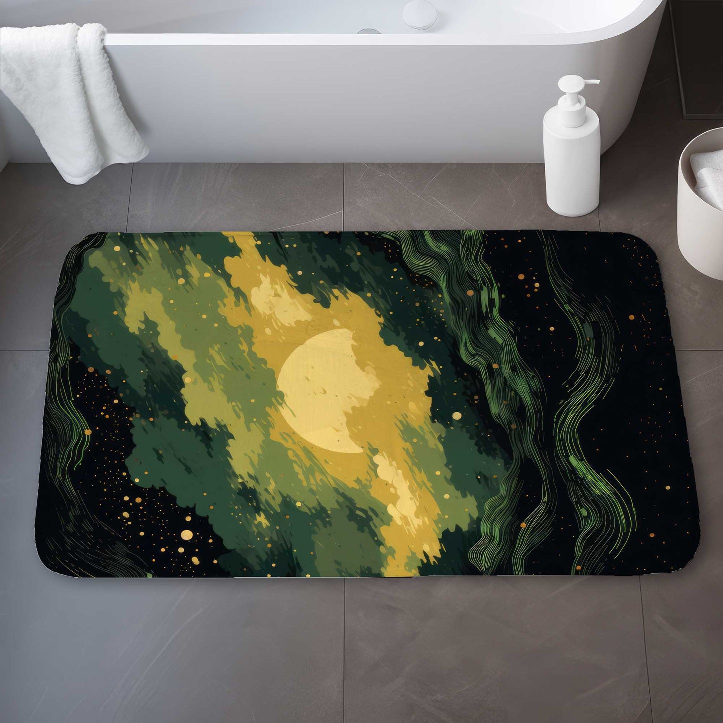 Cloudy Star Green Bath Mat - Stylish Home Decor Essential