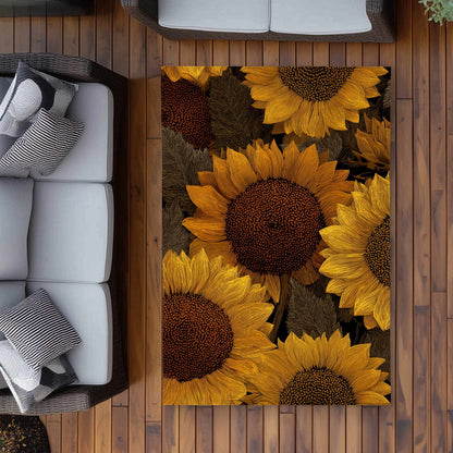 Tapis d'extérieur Golden Glow Blooms | Tapis de décoration élégant