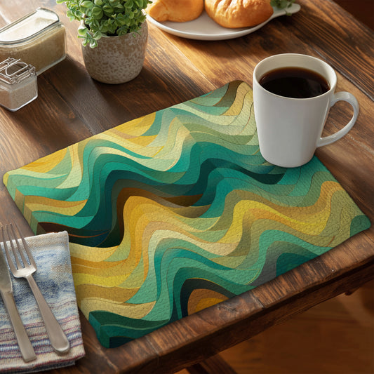 Jagged Luxury - Yellow Braided Polyester Placemat for Home Decor