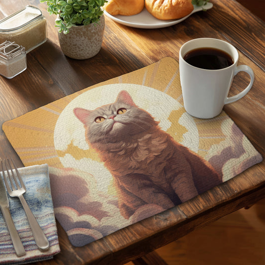 Intangible purr - White Braided Polyester Placemat for Decor
