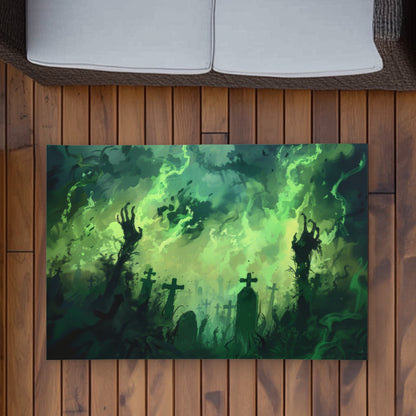 Tapis d'extérieur turquoise Reaching Hell | Accessoire de décoration intérieure