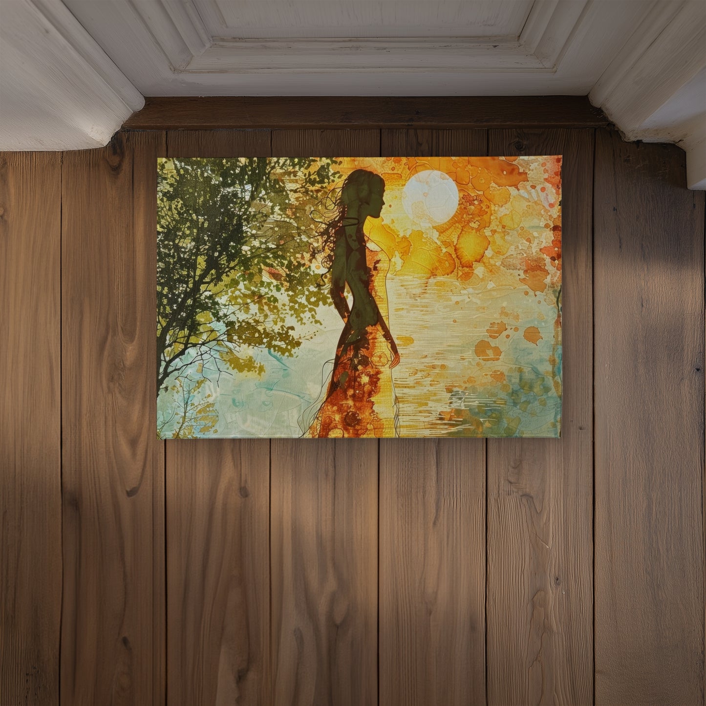 Peaceful Sun Green Indoor Outdoor Door Mat | Home Decor