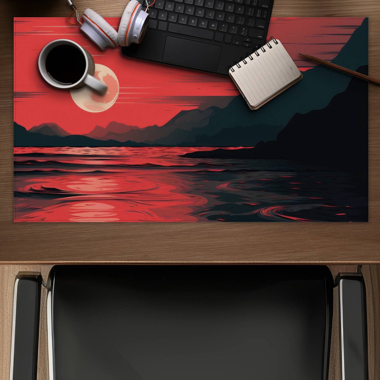 Bloody Tides Black Desk Mat - Stylish Home Decor Essential