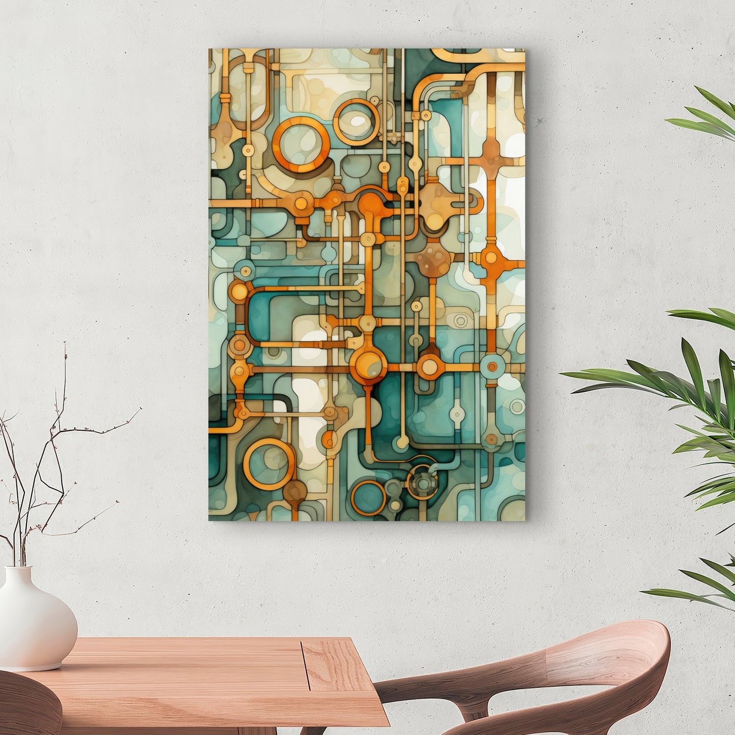 Turns and bends - Turquoise Canvas for Home Decor | Art