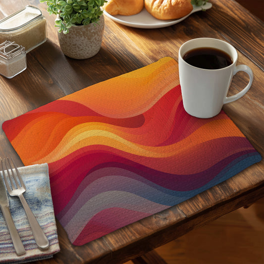 Sunlit Fog - Red Braided Polyester Placemat for Home Decor