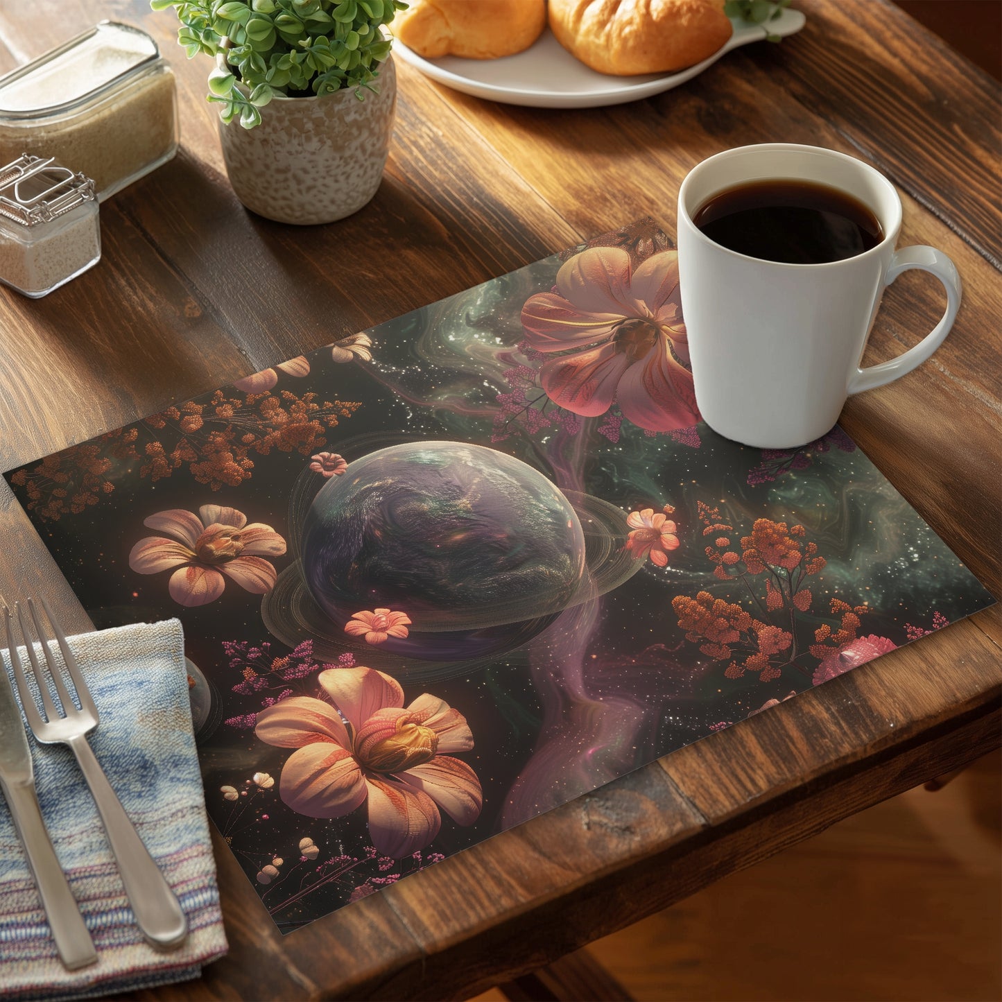 Flower space Polyester Placemat - Stylish Home Decor Accent