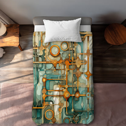 Turns and Bends Turquoise Duvet Cover | Stylish Home Decor