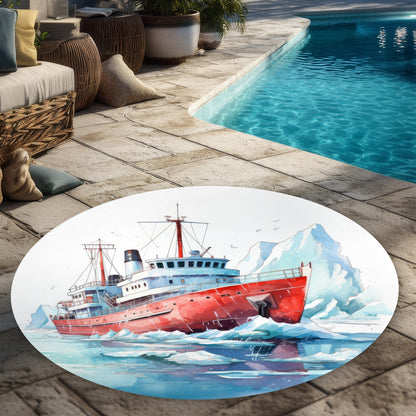 Tapis d'extérieur rond Breaking the Ice pour la décoration intérieure