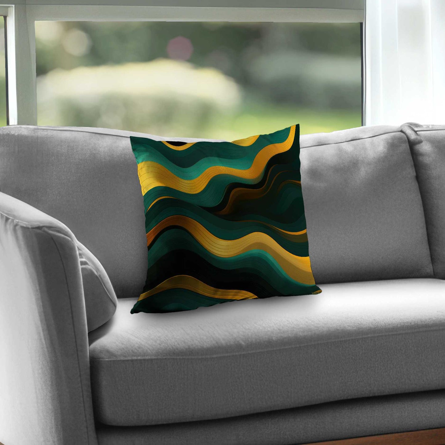 Golden Harmony Poly Twill Throw Pillow | Home Decor Accent