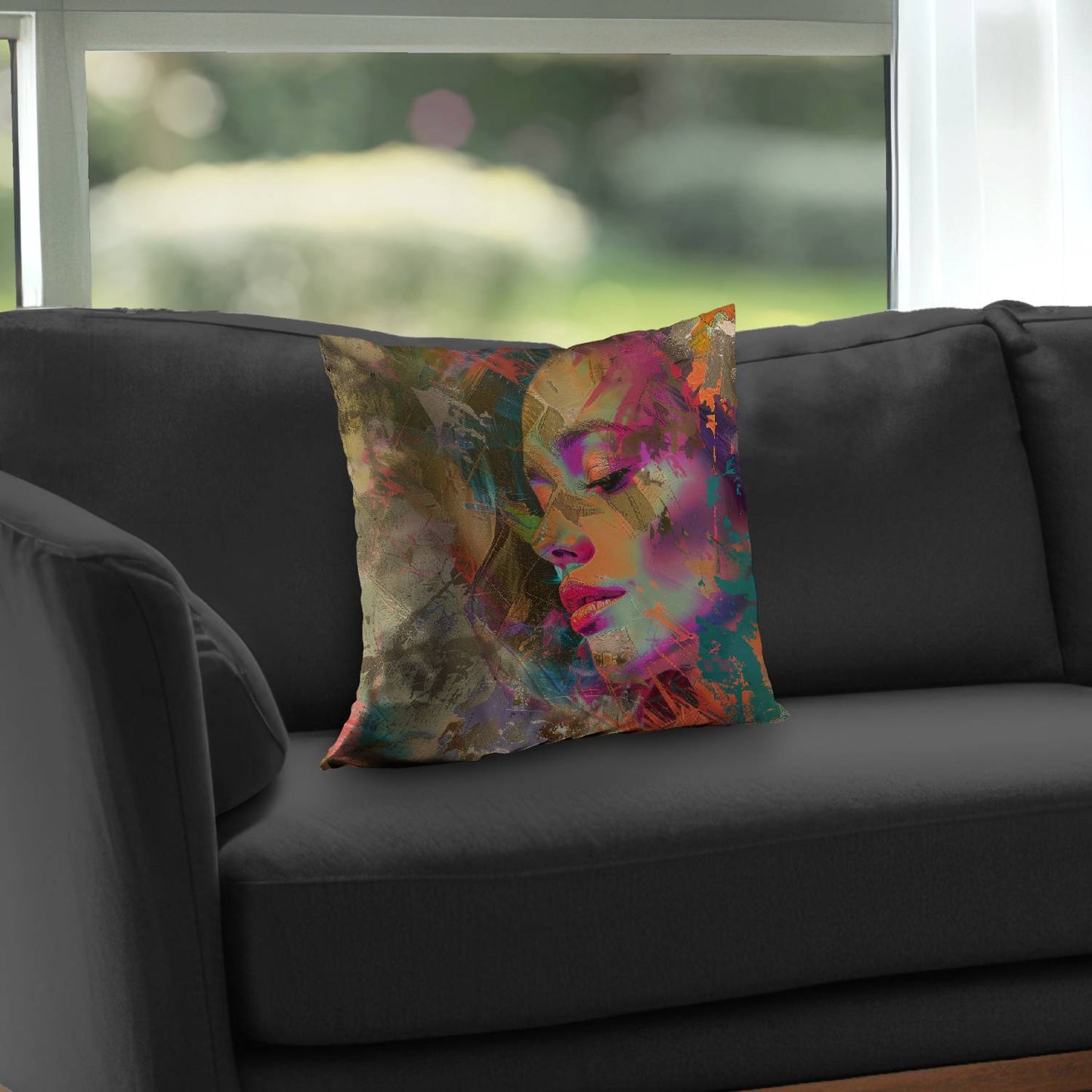 Grunge Look Poly Twill Throw Pillow - Stylish Home Decor