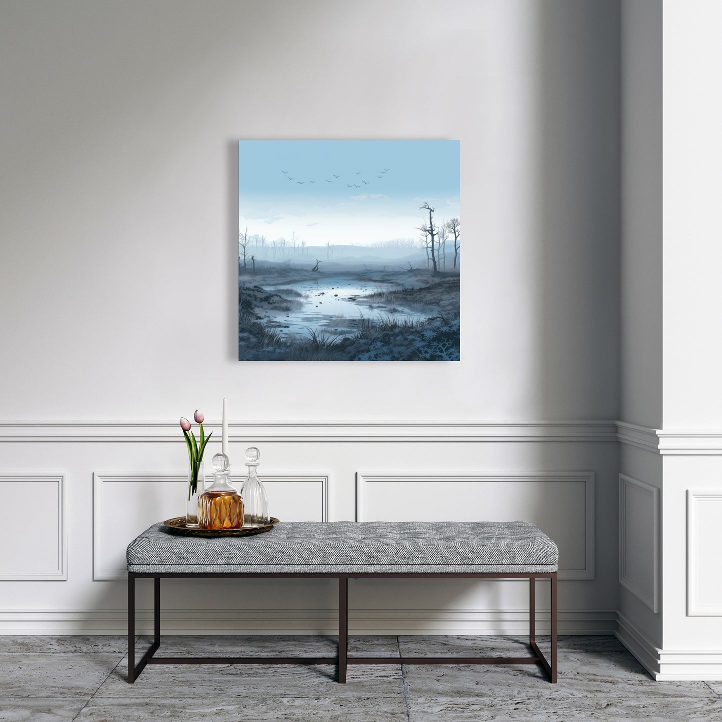 Swampy lands - Blue Canvas Wall Art for Home Decor