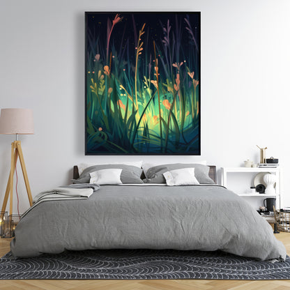 Between Twigs - Turquoise Framed Canvas for Home Decor