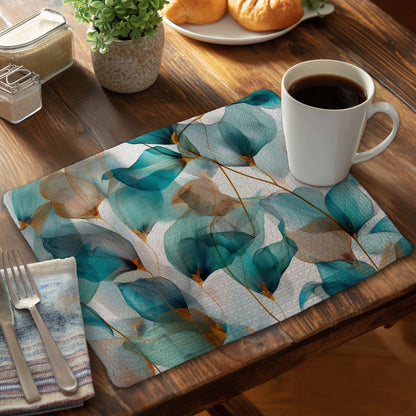 Teal and Brown Braided Polyester Placemat for Home Decor