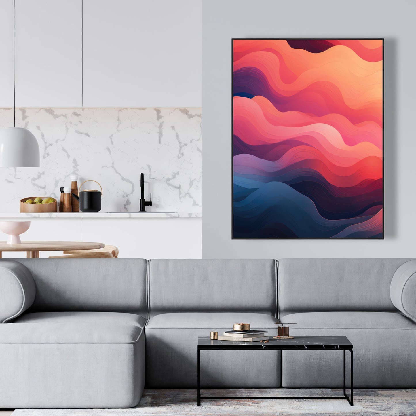 Ethereal Smoke - Pink Framed Canvas for Home Decor