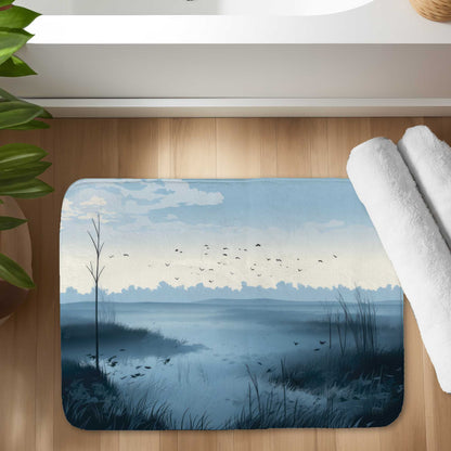 Evening marsh Gray Bath Mat | Elegant Home Decor Accessory