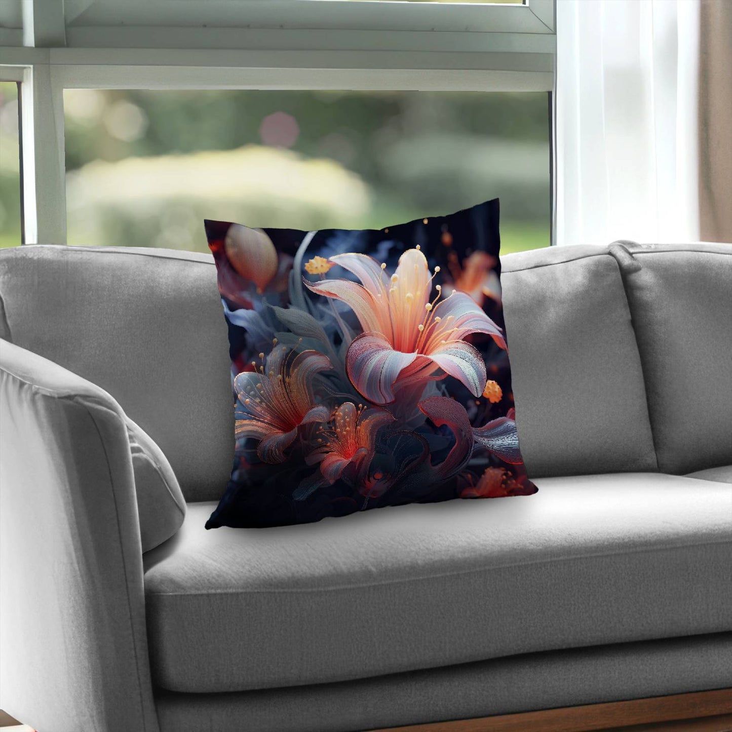 Astral Bloom Poly Twill Throw Pillow - Home Decor Insert