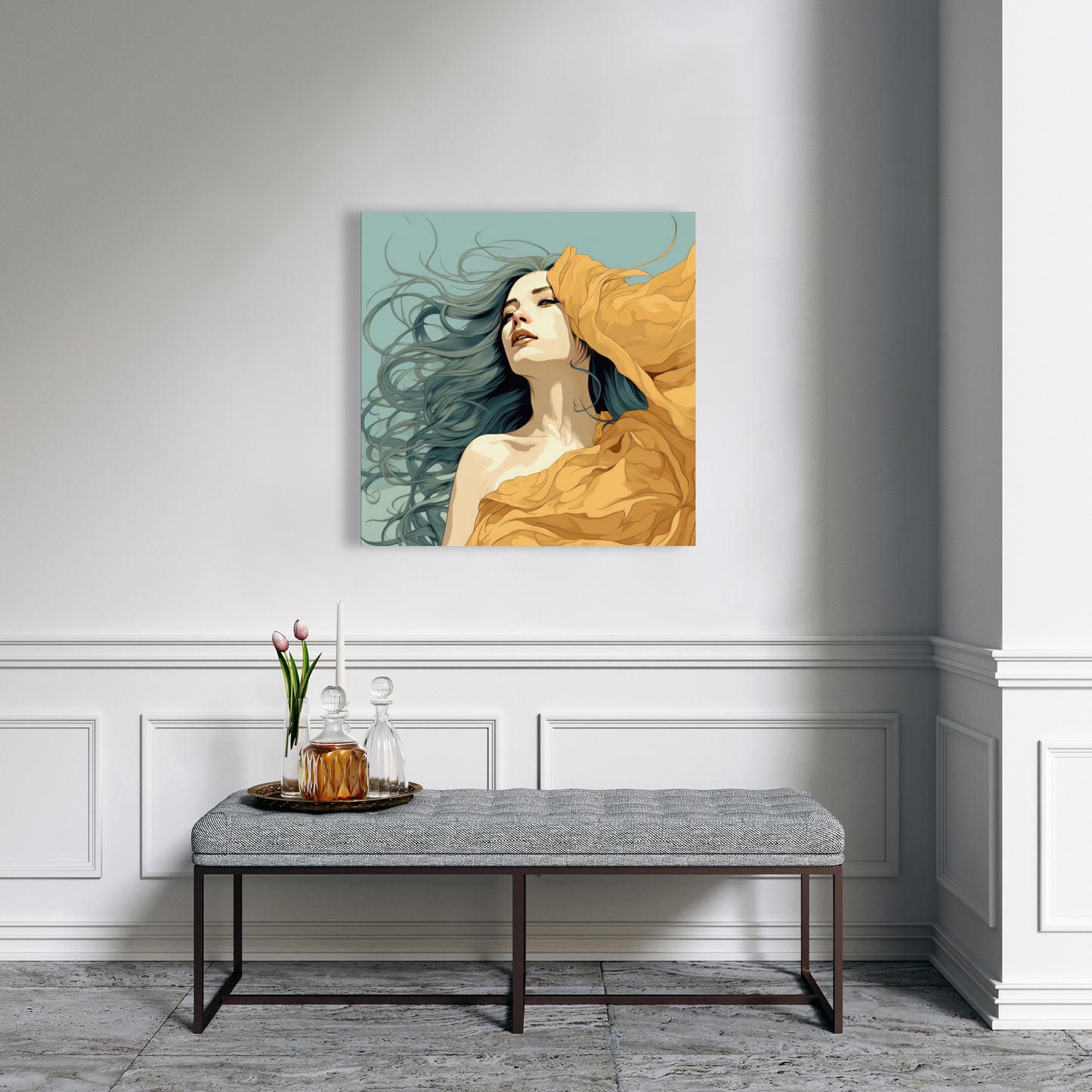Sensual flow - Beige Canvas Art for Elegant Home Decor