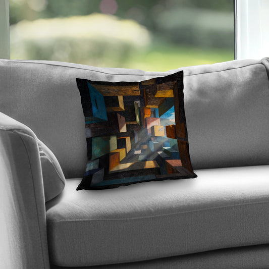 Boxed Up Poly Twill Throw Pillow - Stylish Home Decor Accent