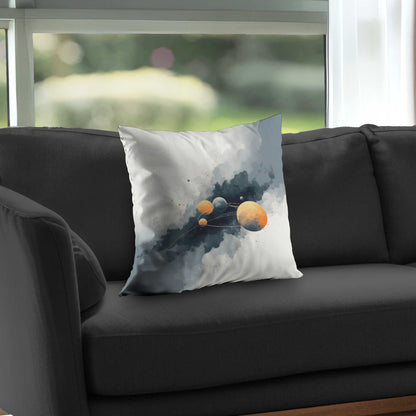 Circle of planets White poly twill throw pillow | Home decor