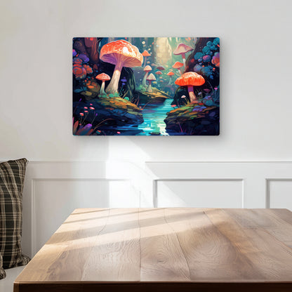 Whimsical Forest - Blue Metal Print for Home Decor