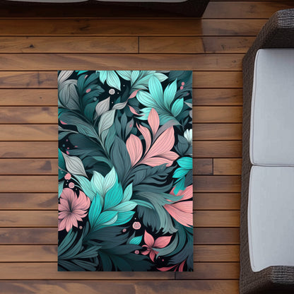 Neon Leaves - Turquoise Outdoor Area Rug for Home Decor