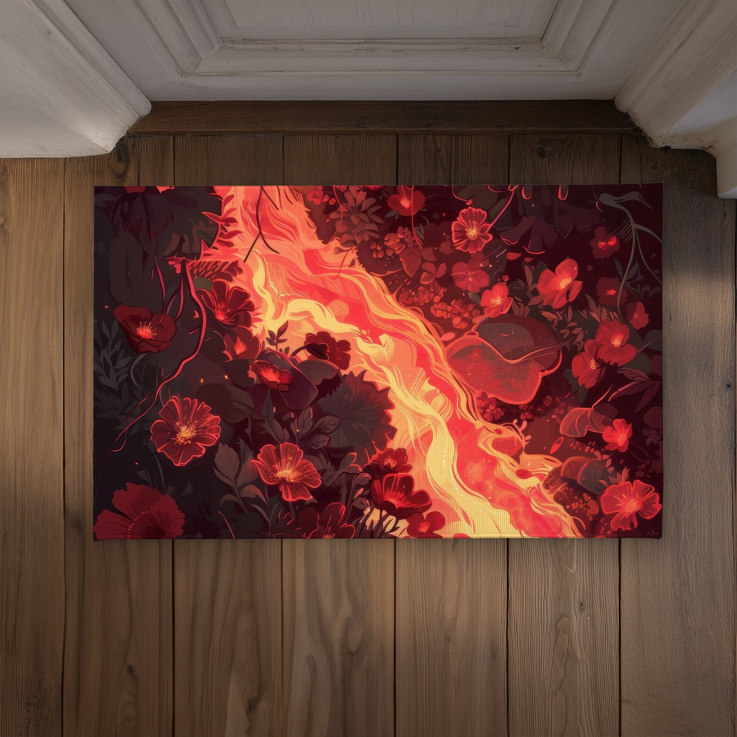 Seering flowerbed Black Indoor Outdoor Door Mat | Home Decor