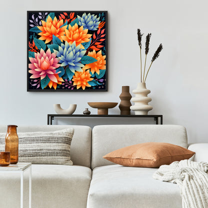 Color Bouquet - Pink Framed Canvas for Home Decor