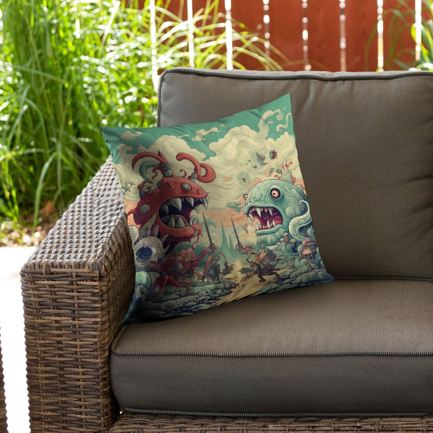 Two titans - Throw pillow - Print on demand