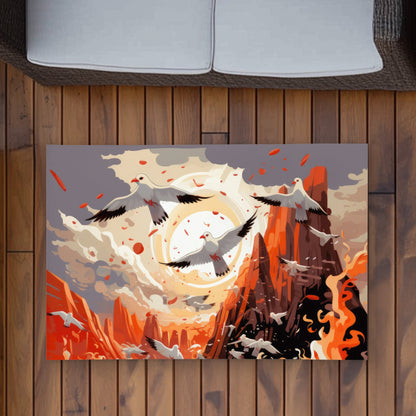 The Escape - Orange Outdoor Area Rug for Home Decor