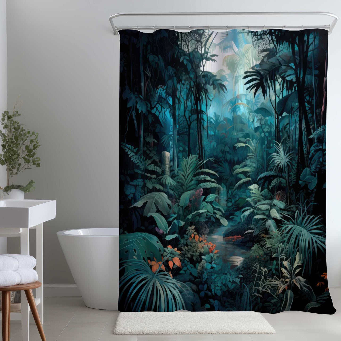 Rideau de douche « Au cœur de la jungle » – Décoration tropicale pour la maison