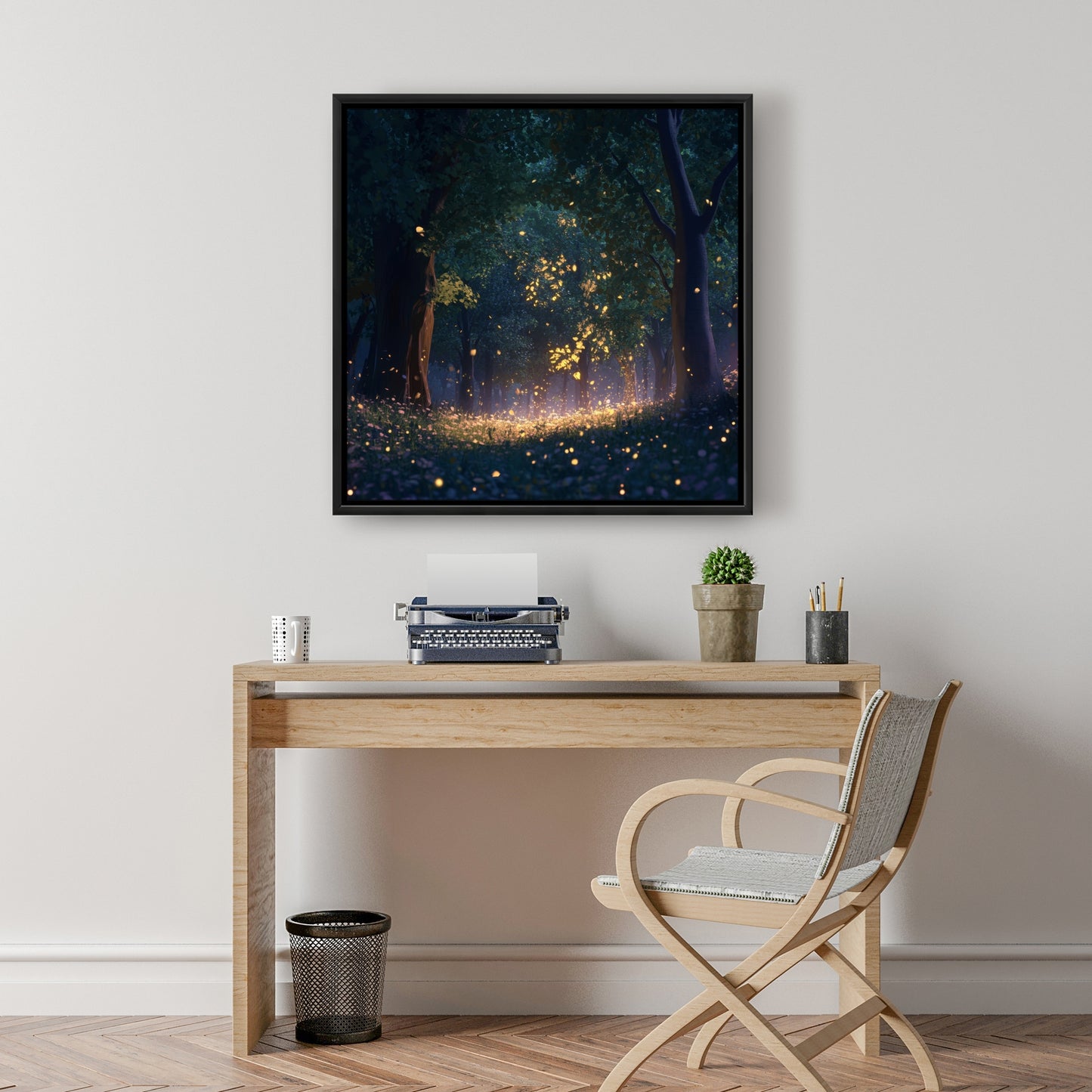 Glowing leaves - 36"x36" Framed canvas