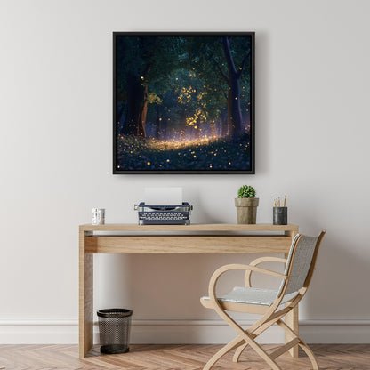 Glowing leaves - 36"x36" Framed canvas
