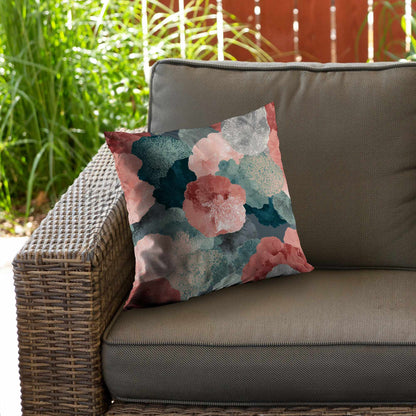 Whispering Coral Blooms Poly Twill Throw Pillow | Home Decor