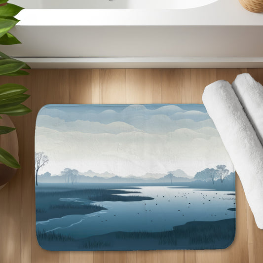 Minimalist Swamp Black Bath Mat | Stylish Home Decor