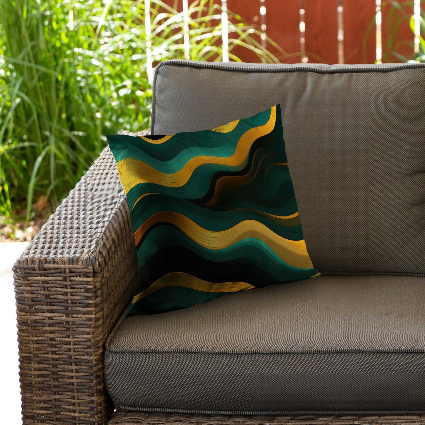 Golden Harmony Poly Twill Throw Pillow | Home Decor Accent