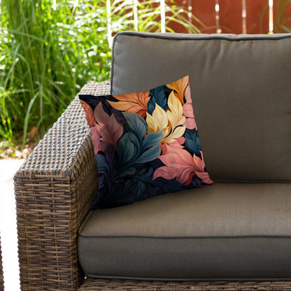 Coussin décoratif en sergé de polyester gris pastel fleuri | Décoration