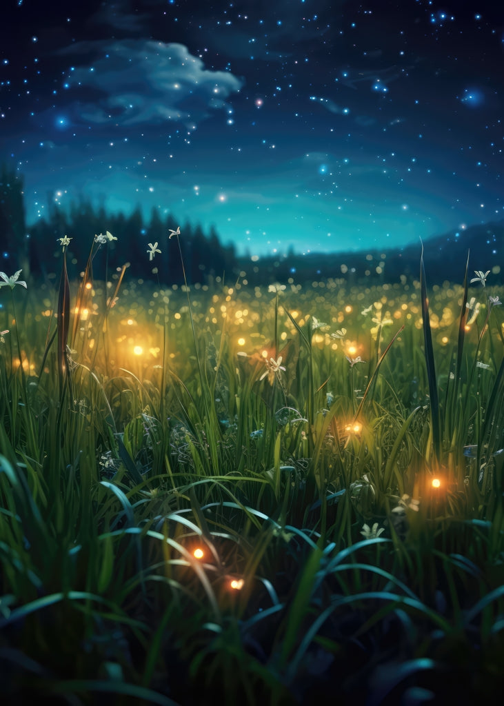 Fireflies at Night Blue Bath Mat | Home Decor Essentials