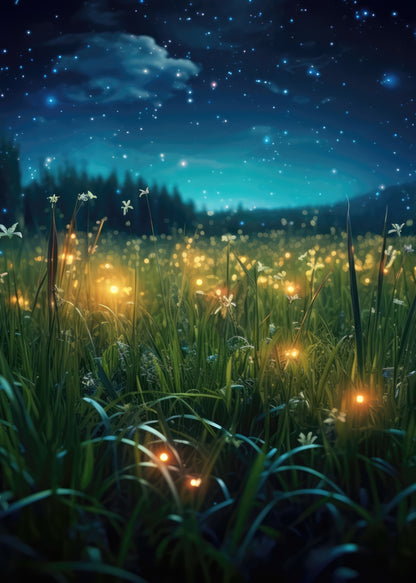 Fireflies at Night Blue Bath Mat | Home Decor Essentials