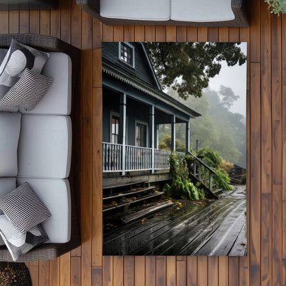 Rainy Porch - Brown Outdoor Area Rug for Home Decor