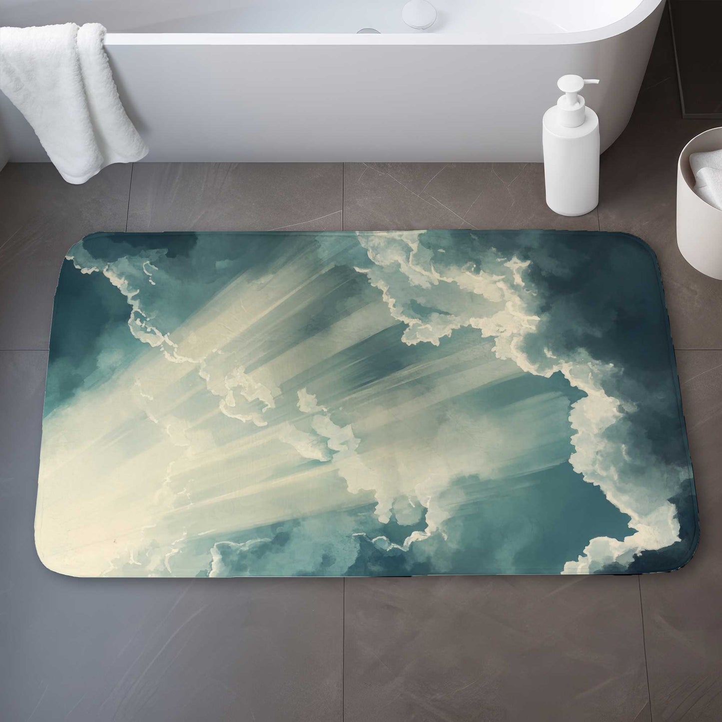 Beam of Light - White Bath Mat for Elegant Home Decor