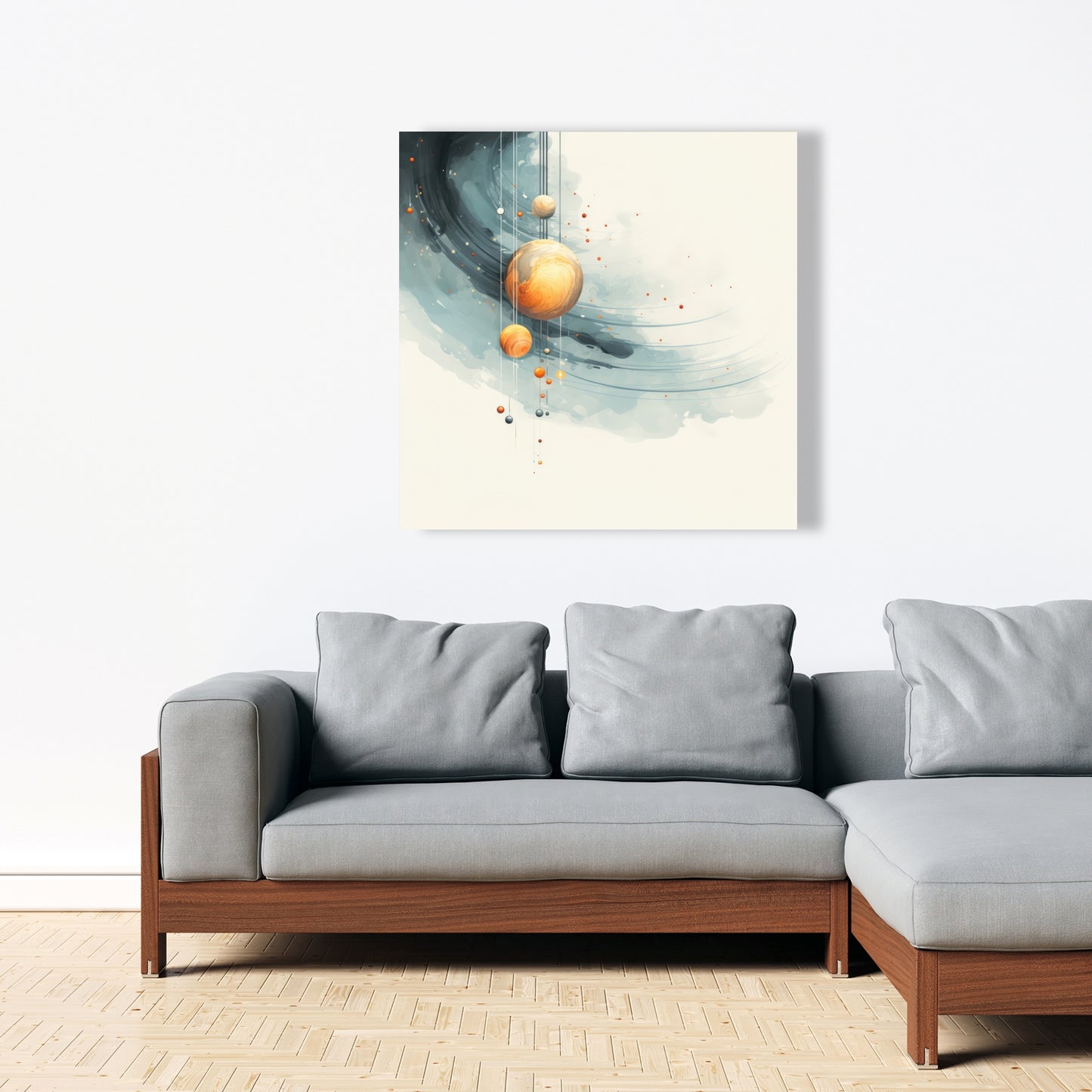 Hanging Planets - Blue Canvas Art for Home Decor | Unique Wall Art