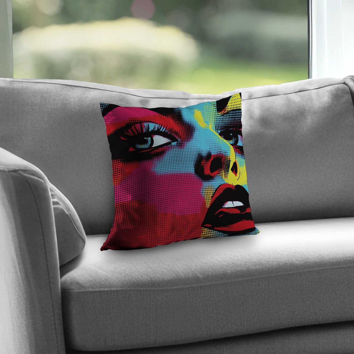 Coussin décoratif en sergé de polyester à motifs de bandes dessinées - Accessoire de décoration élégant pour la maison