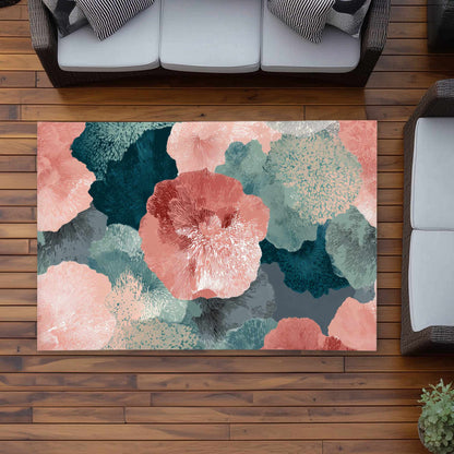 Whispering Coral Blooms Outdoor Rug | Stylish Home Decor