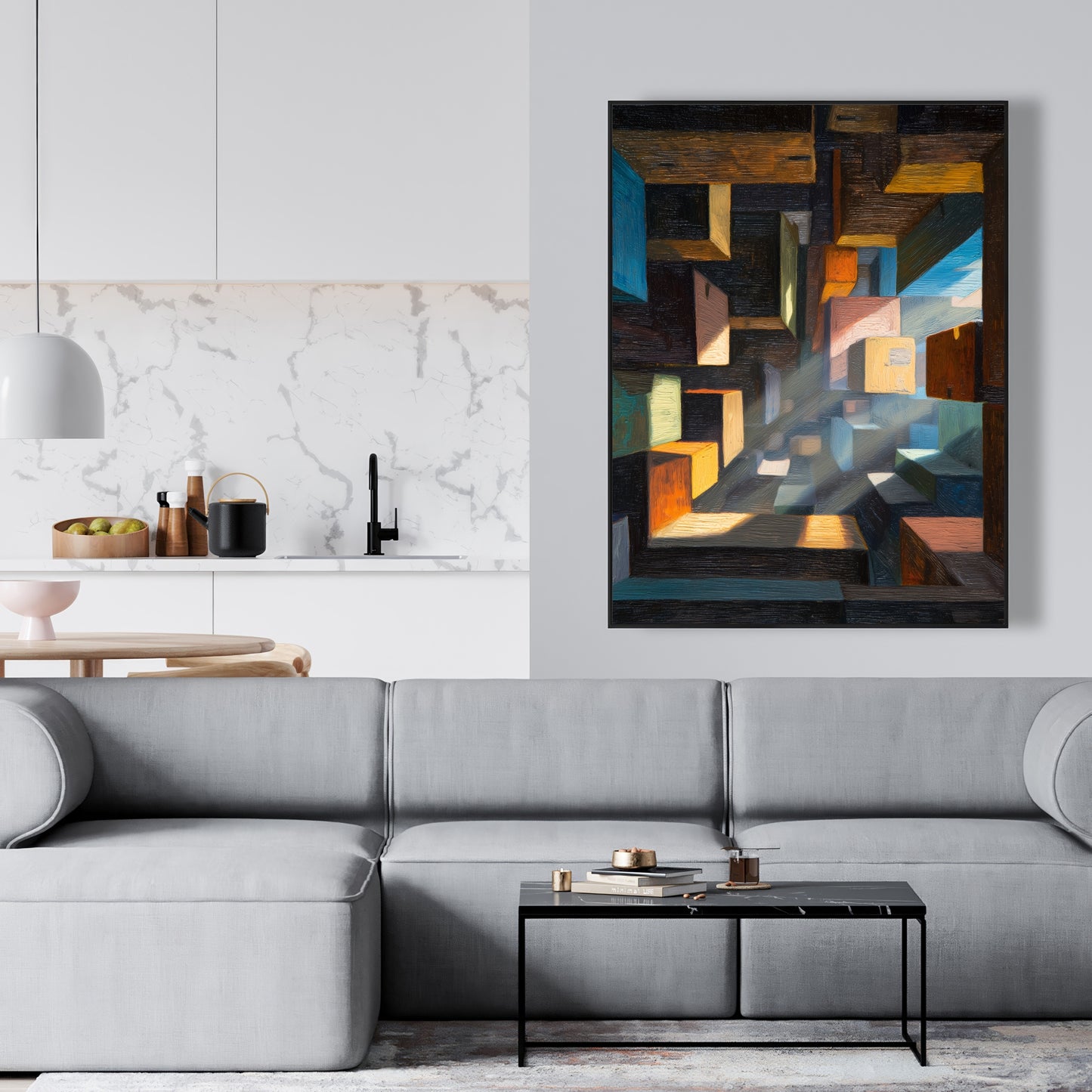 Boxed up - 24"x24" Framed canvas