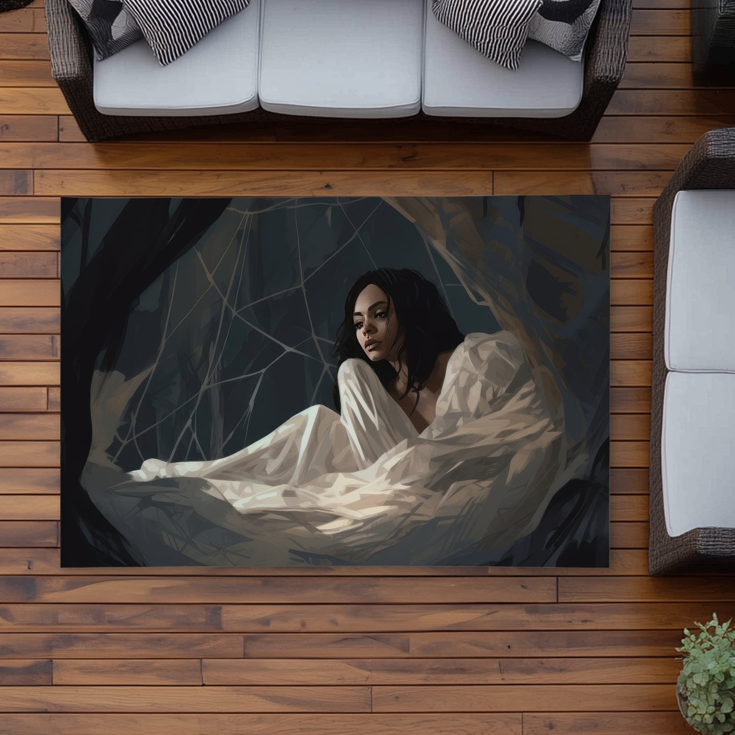 Spider princess Black outdoor area rug for home decor