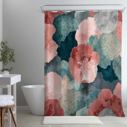 Rideau de douche Fleurs de corail murmurantes - Décoration intérieure élégante