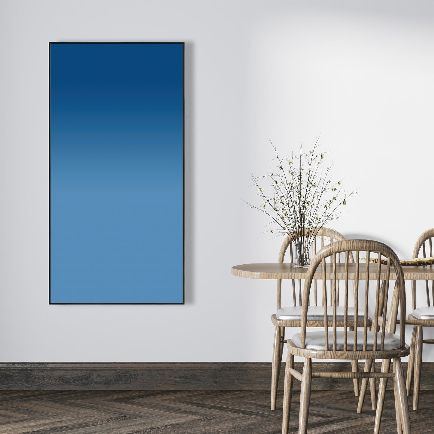 Dark Blue Gradient - Blue Framed Canvas for Home Decor