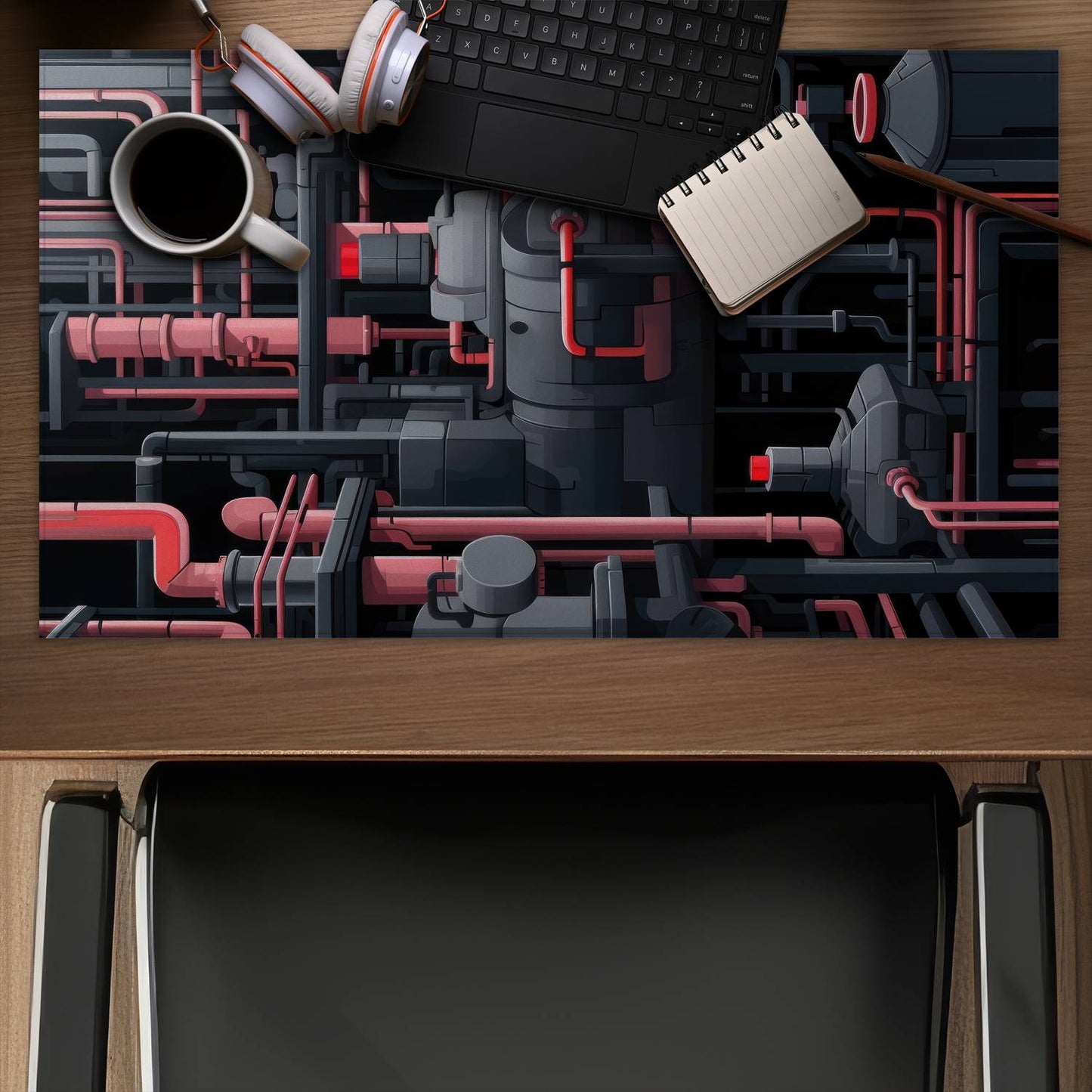 Dark Pipes - Black Desk Mat for Stylish Home Decor